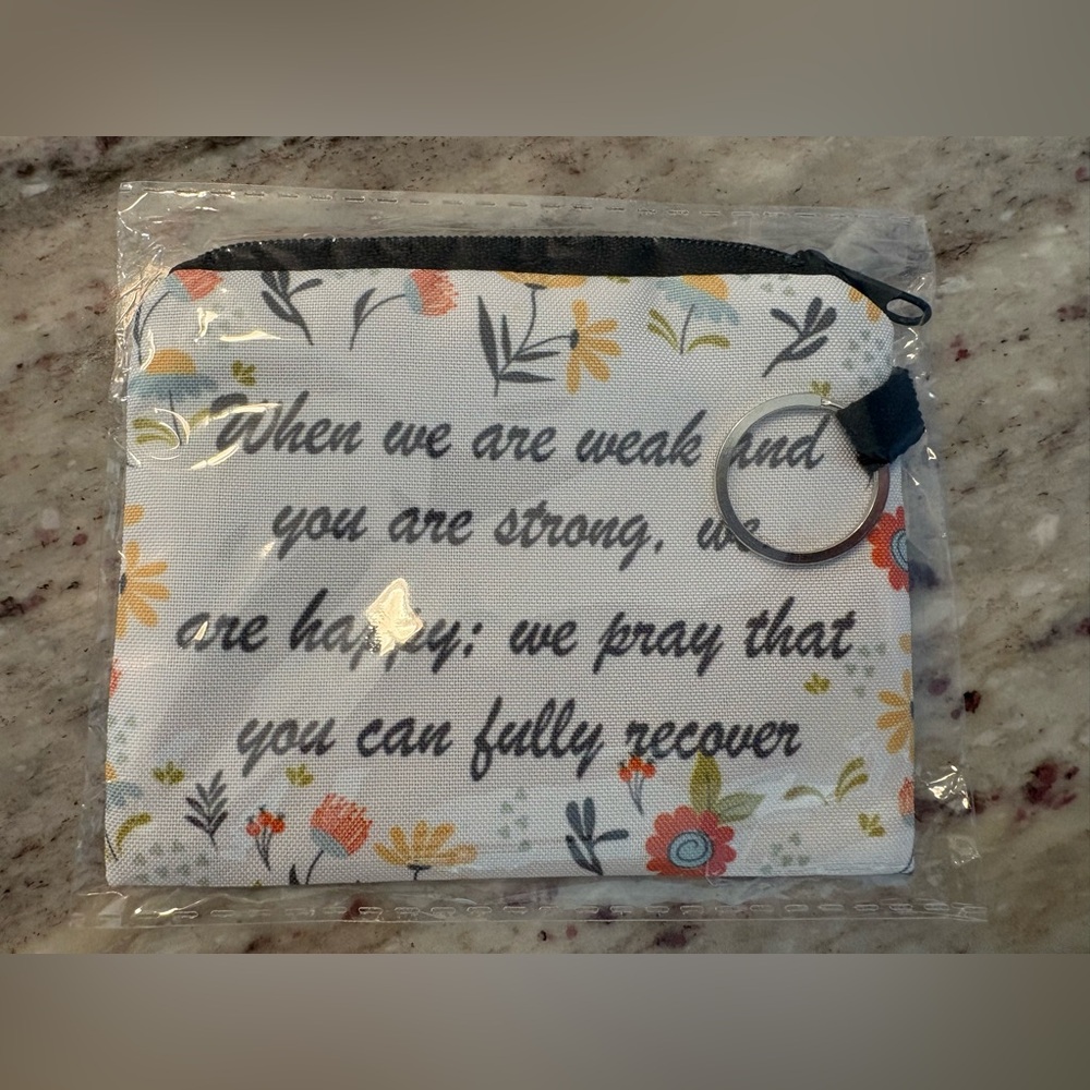 CHANGE PURSE & KEY RING | floral design with inspirational quote - Picture 5 of 7